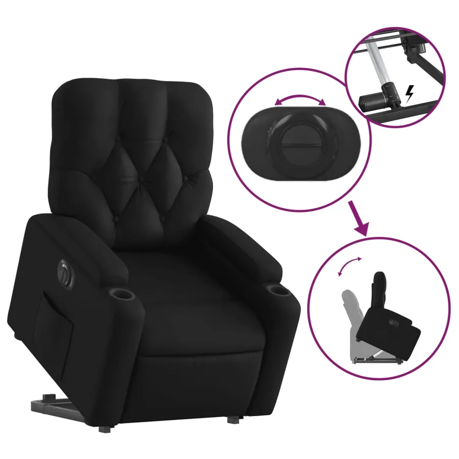 Fauteuil inclinable électrique noir similicuir - 11