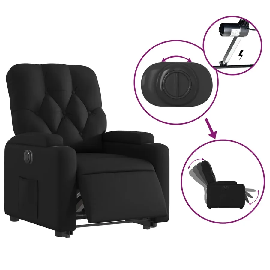 Fauteuil inclinable électrique noir similicuir - 6