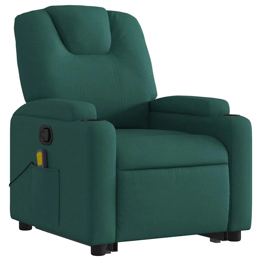 Fauteuil inclinable de massage Vert foncé Tissu - 4