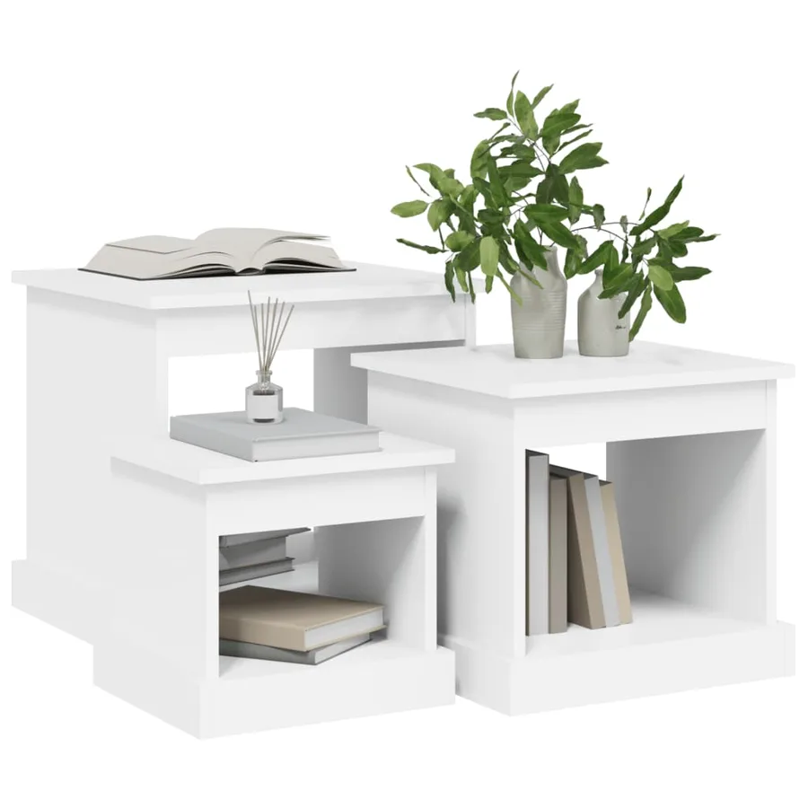 Tables basses 3 pcs blanc bois d'ingénierie - 4