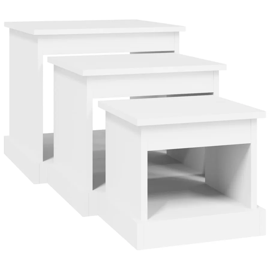 Tables basses 3 pcs blanc bois d'ingénierie - 5
