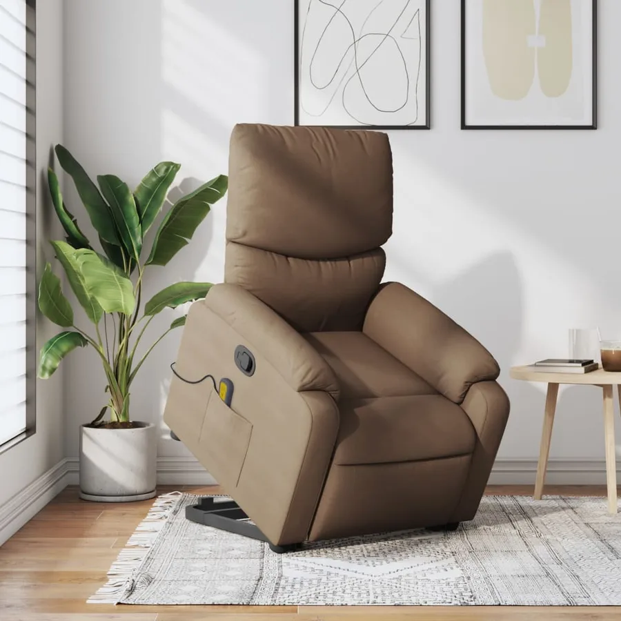 Fauteuil de massage inclinable Marron Tissu - 16