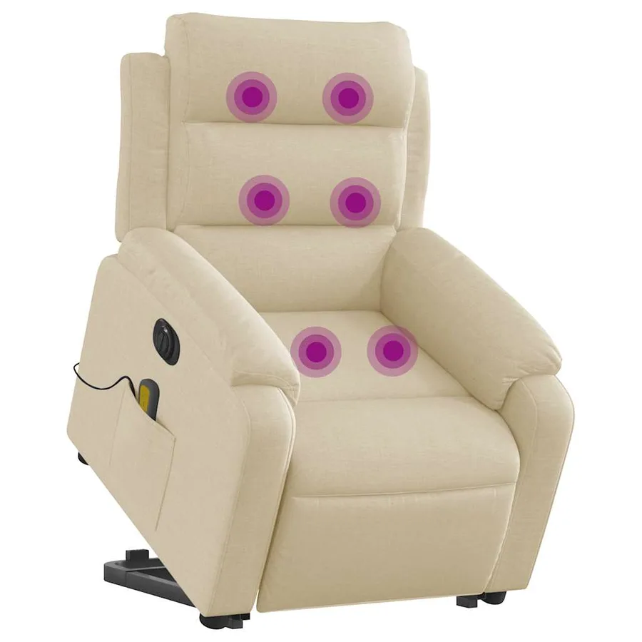Fauteuil inclinable de massage électrique Crème Tissu - 3