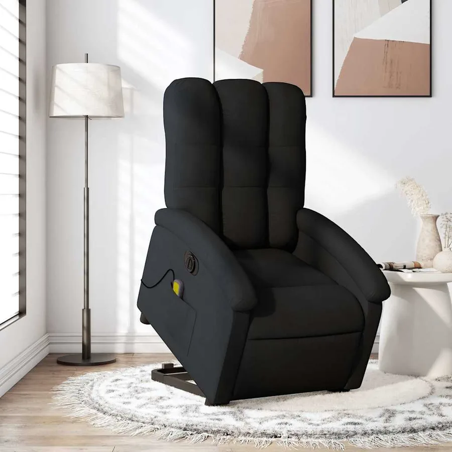 Fauteuil inclinable de massage électrique Noir Tissu - 15