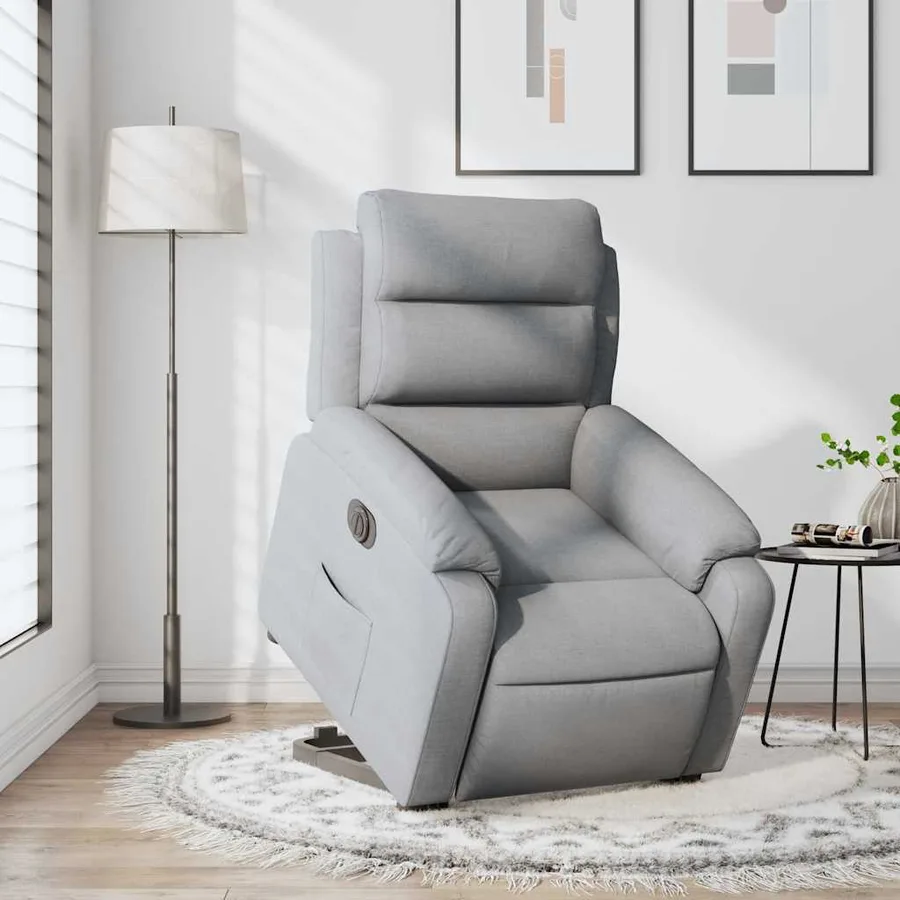 Fauteuil inclinable électrique gris clair tissu - 16