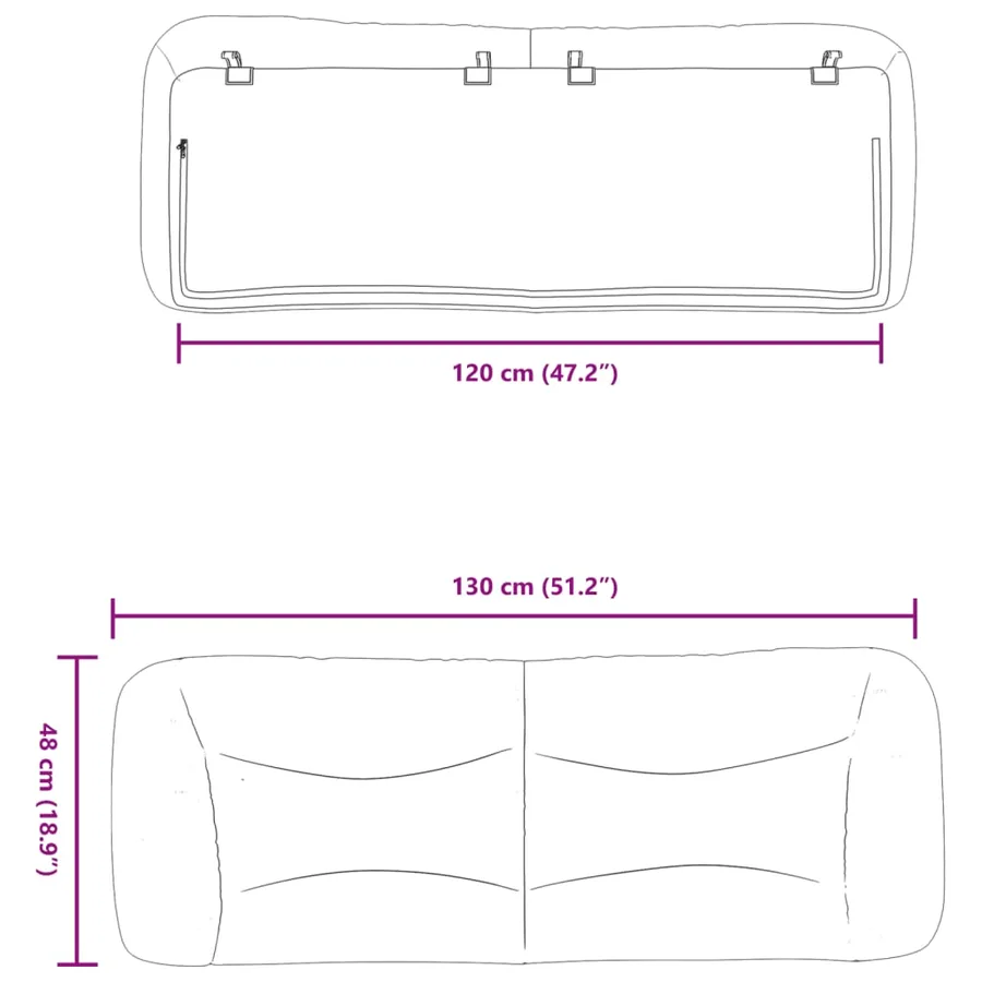 Coussin de tête de lit Hvar noir 120 cm similicuir - 10
