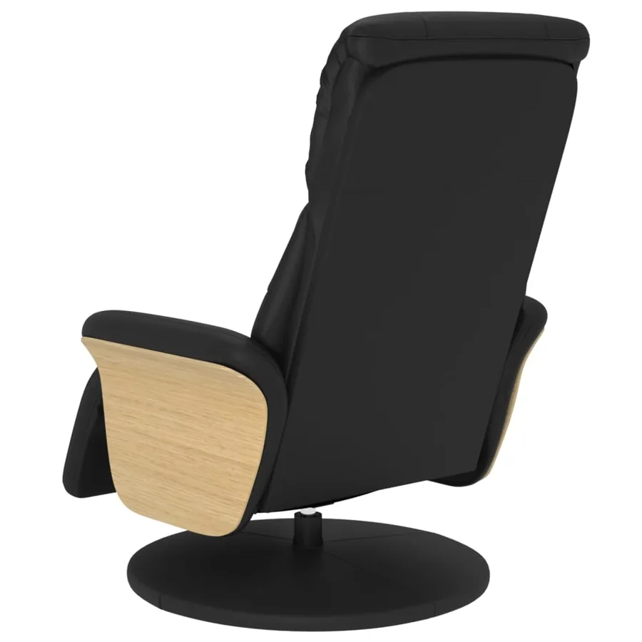 Fauteuil inclinable avec repose-pieds noir similicuir - 5