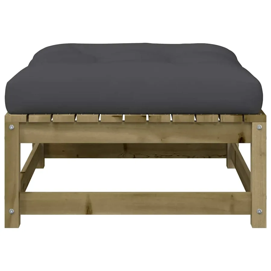Canapé de jardin sans accoudoirs avec coussins et repose-pieds - 9