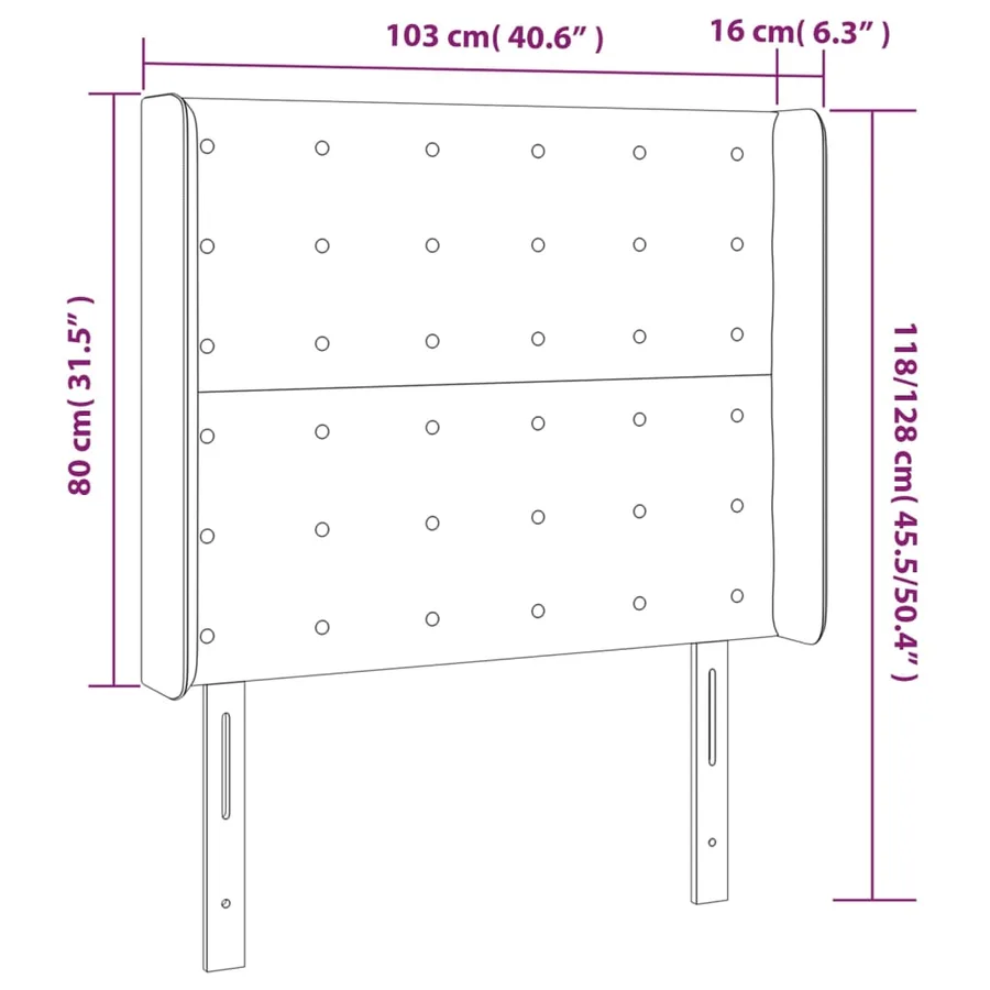 Tête de lit avec oreilles Crème 103x16x118/128 cm Tissu - 9