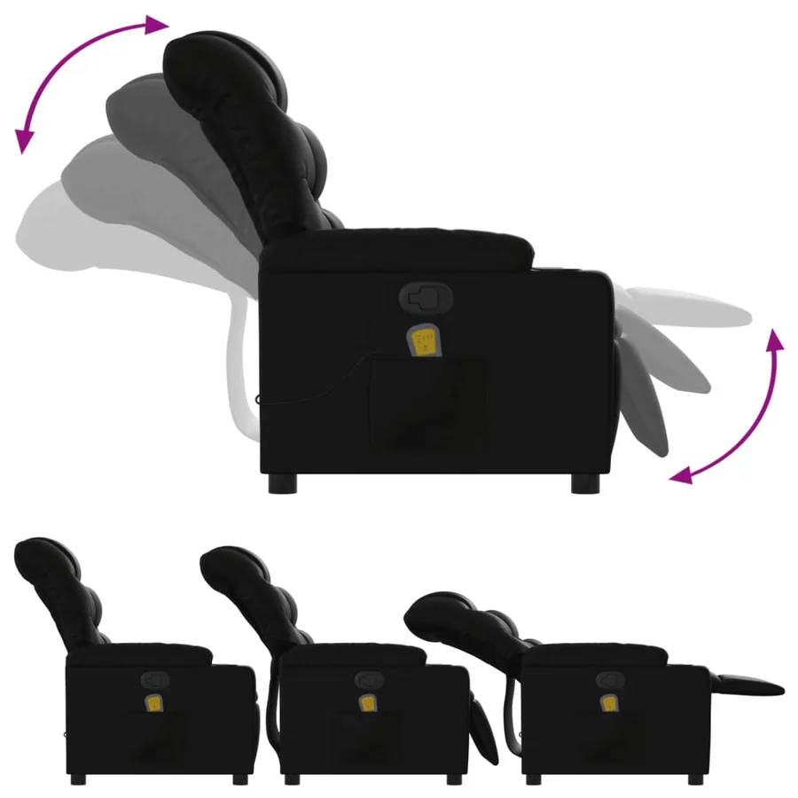 Fauteuil de massage inclinable noir similicuir - 5
