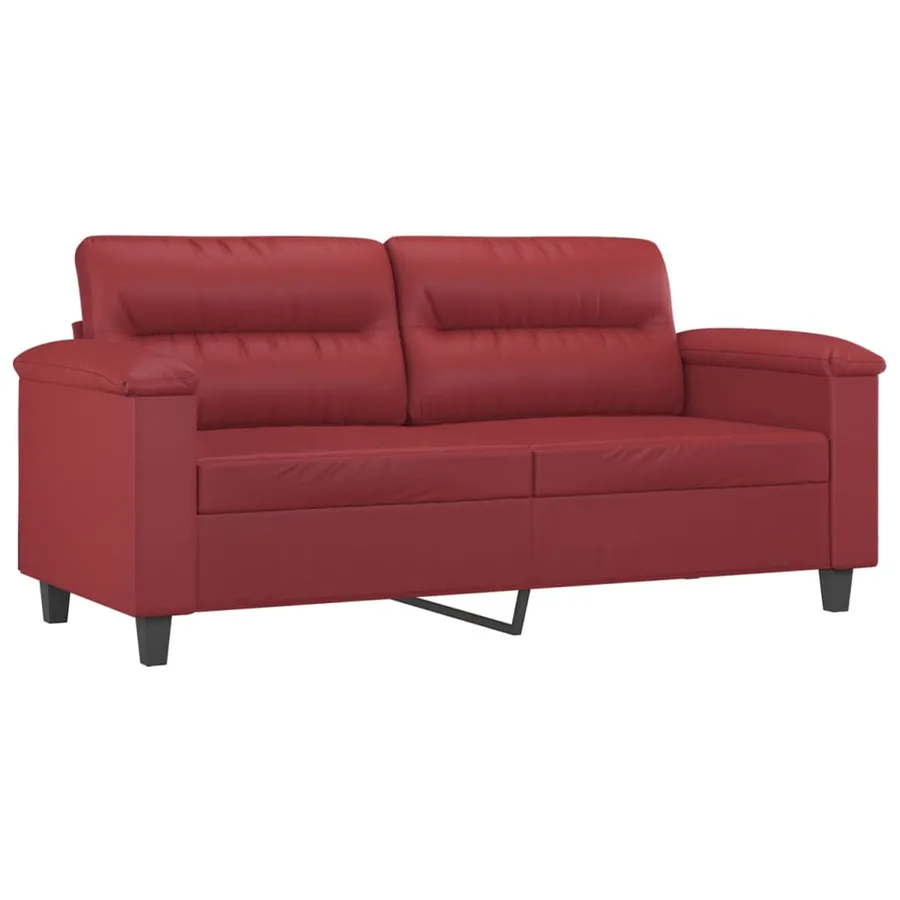 Ensemble de canapés 2 pcs et coussins Rouge bordeaux Similicuir - 4