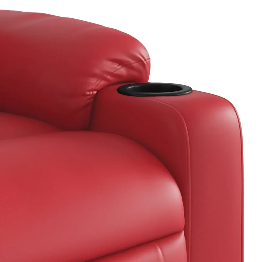 Fauteuil inclinable de massage électrique rouge similicuir - 12