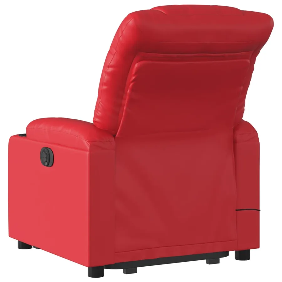 Fauteuil inclinable de massage électrique rouge similicuir - 5