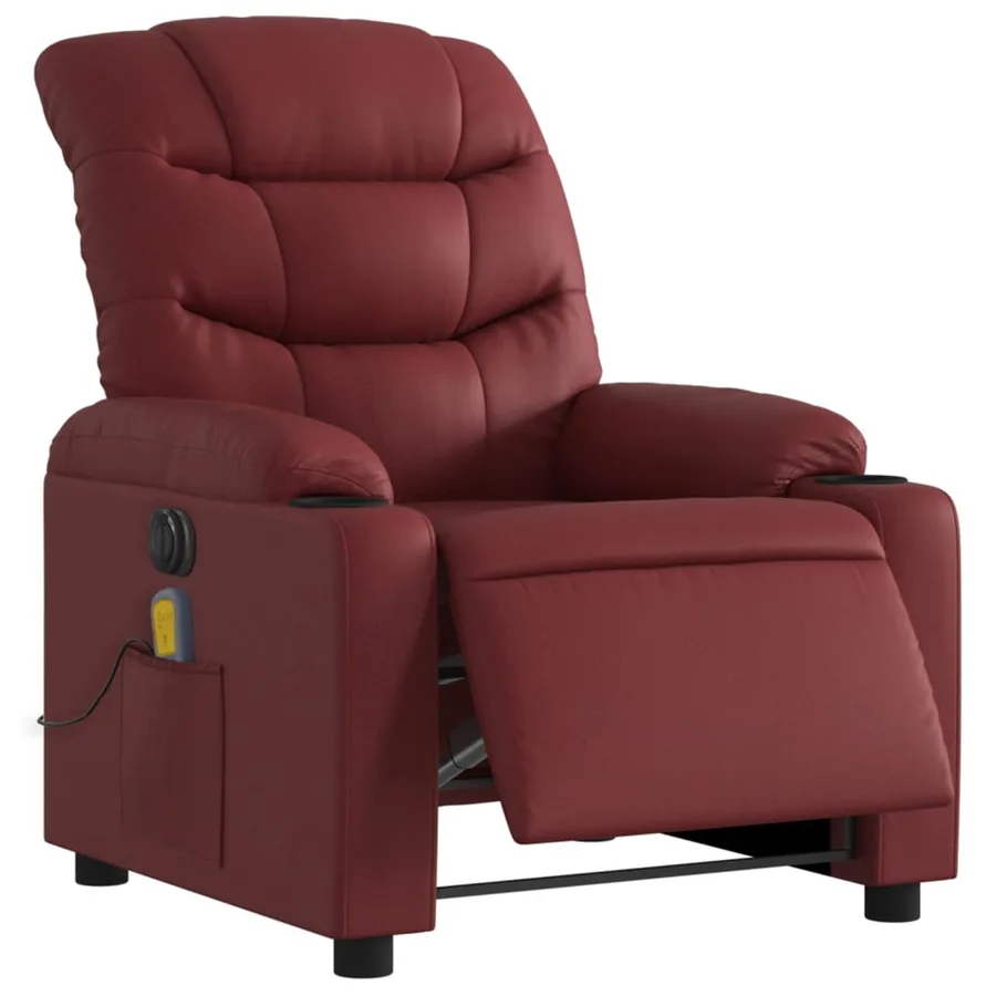 Fauteuil de massage inclinable électrique rouge bordeaux - 3