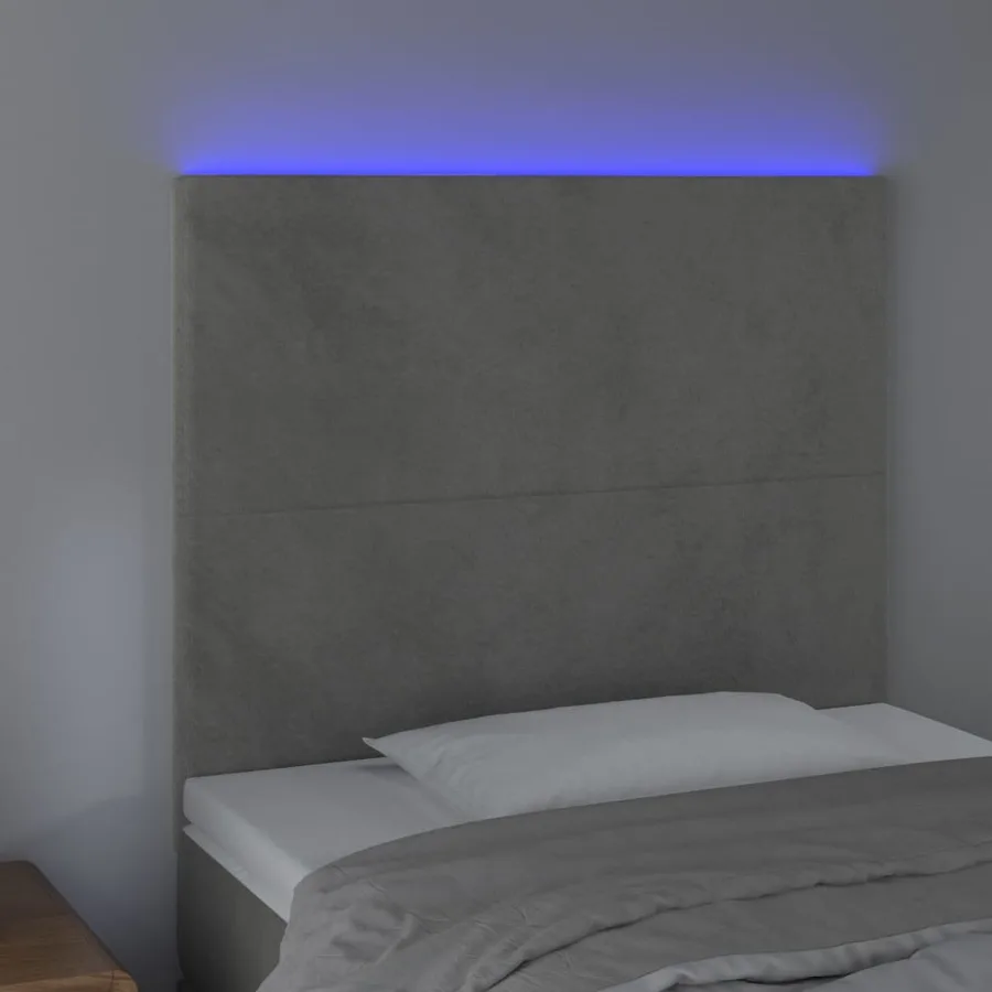 Tête de lit à LED Gris clair 90x5x118/128 cm Velours - 3