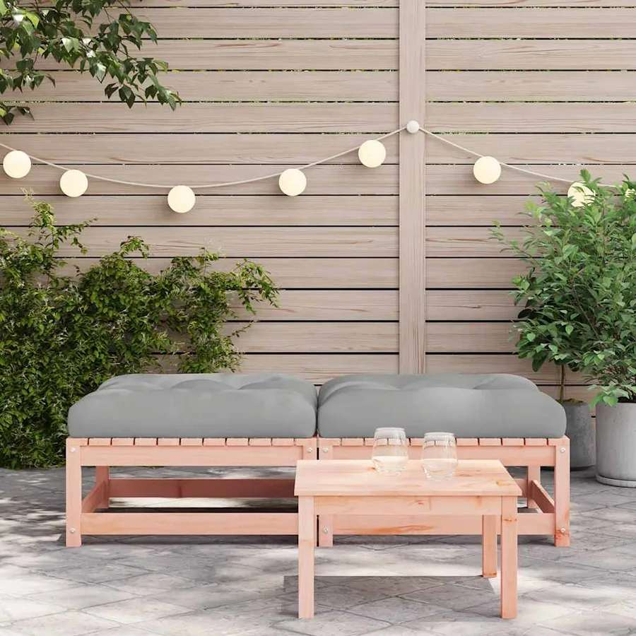 Repose-pieds de jardin avec coussins 2 pcs bois massif douglas - 3