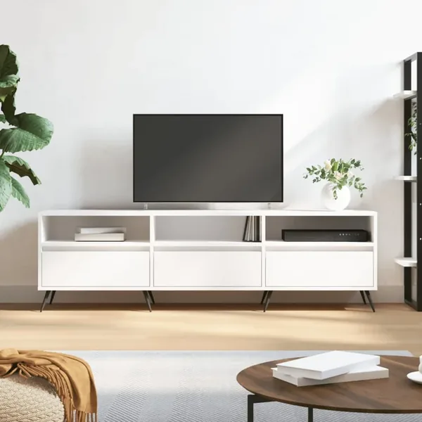 Meuble TV blanc 150x30x44,5 cm bois d'ingénierie