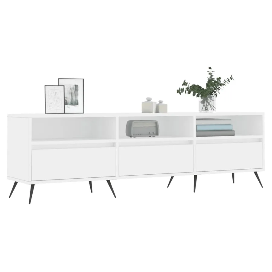 Meuble TV blanc 150x30x44,5 cm bois d'ingénierie - 3
