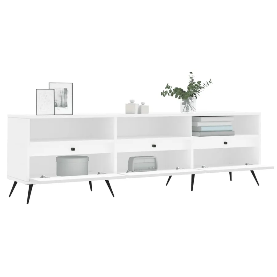 Meuble TV blanc 150x30x44,5 cm bois d'ingénierie - 4