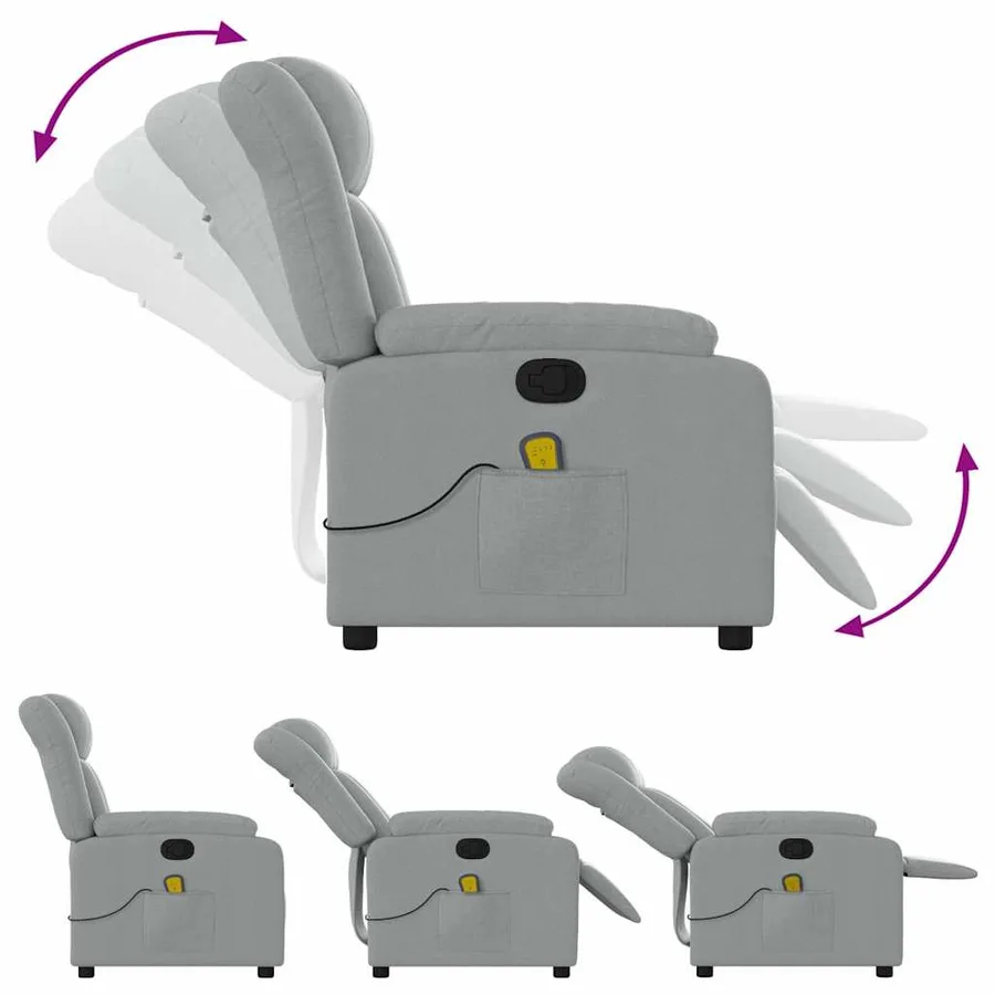 Fauteuil de massage inclinable Gris clair Tissu - 6