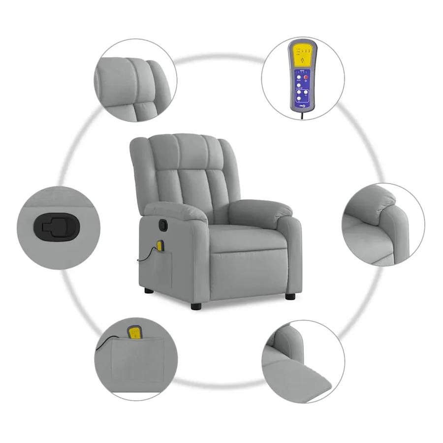 Fauteuil de massage inclinable Gris clair Tissu - 7