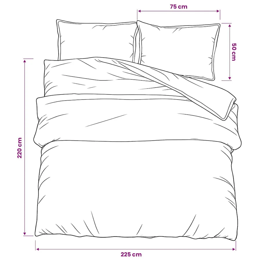 Ensemble de housse de couette Noir 225x220 cm Coton - 6