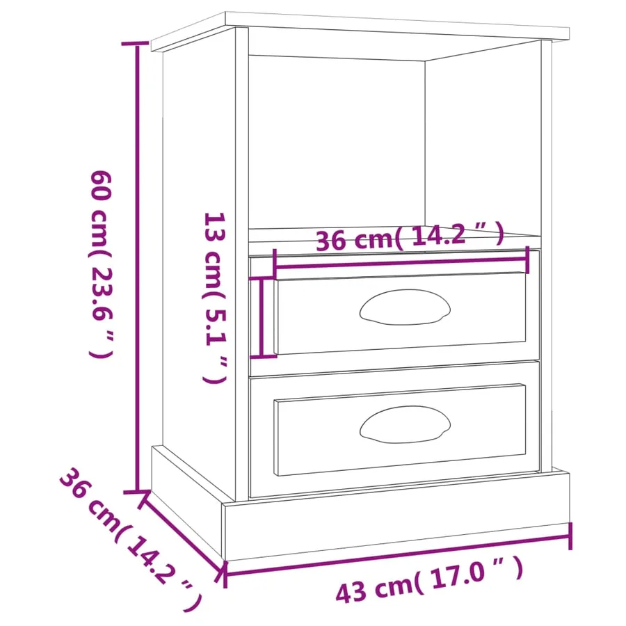 Table de chevet blanc brillant 43x36x60 cm - 10