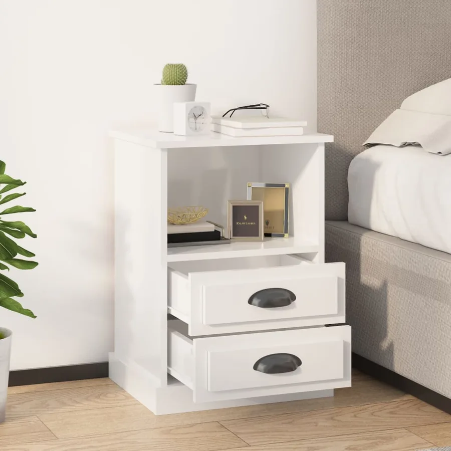 Table de chevet blanc brillant 43x36x60 cm - 3