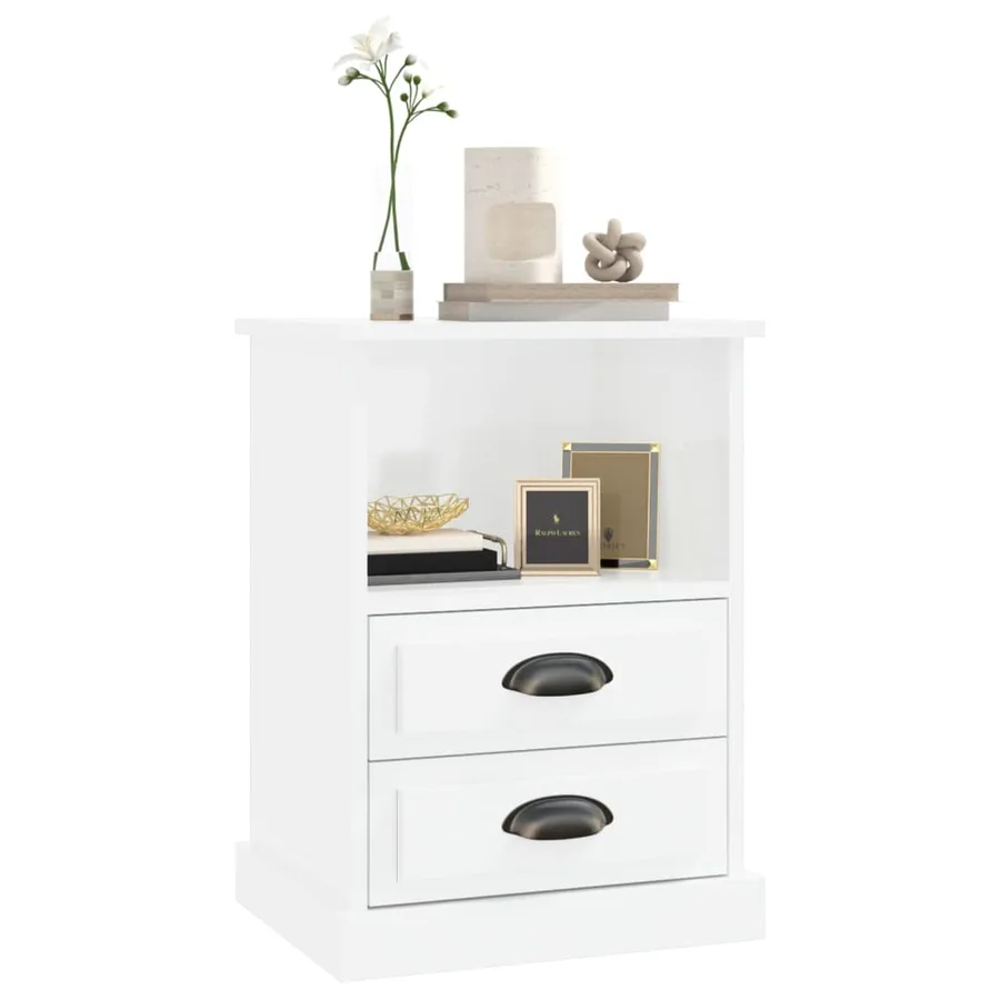 Table de chevet blanc brillant 43x36x60 cm - 4