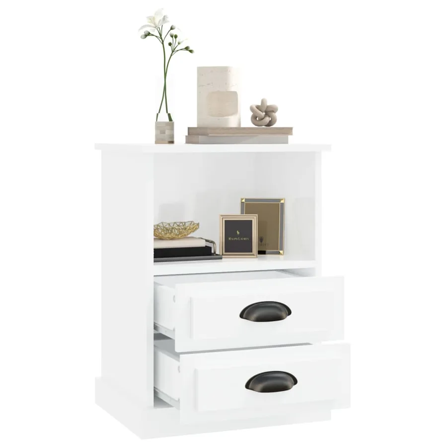 Table de chevet blanc brillant 43x36x60 cm - 5