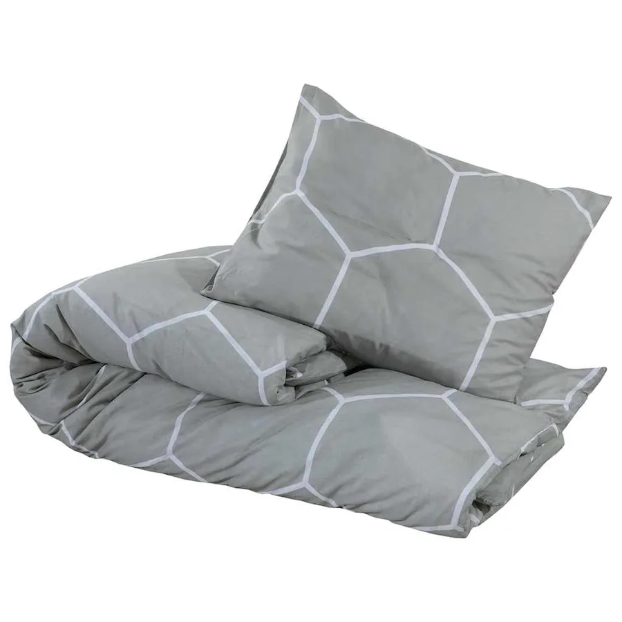 Ensemble de housse de couette Gris 200x200 cm Coton - 3