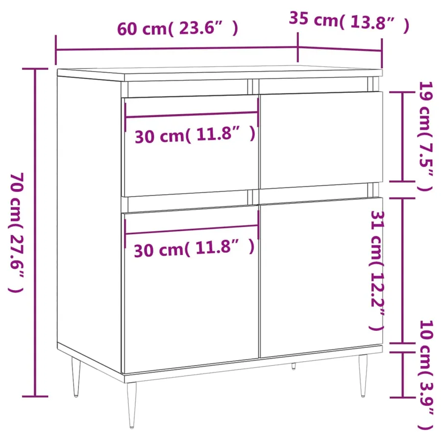 Buffet Sonoma gris 60x35x70 cm Bois d'ingénierie - 11