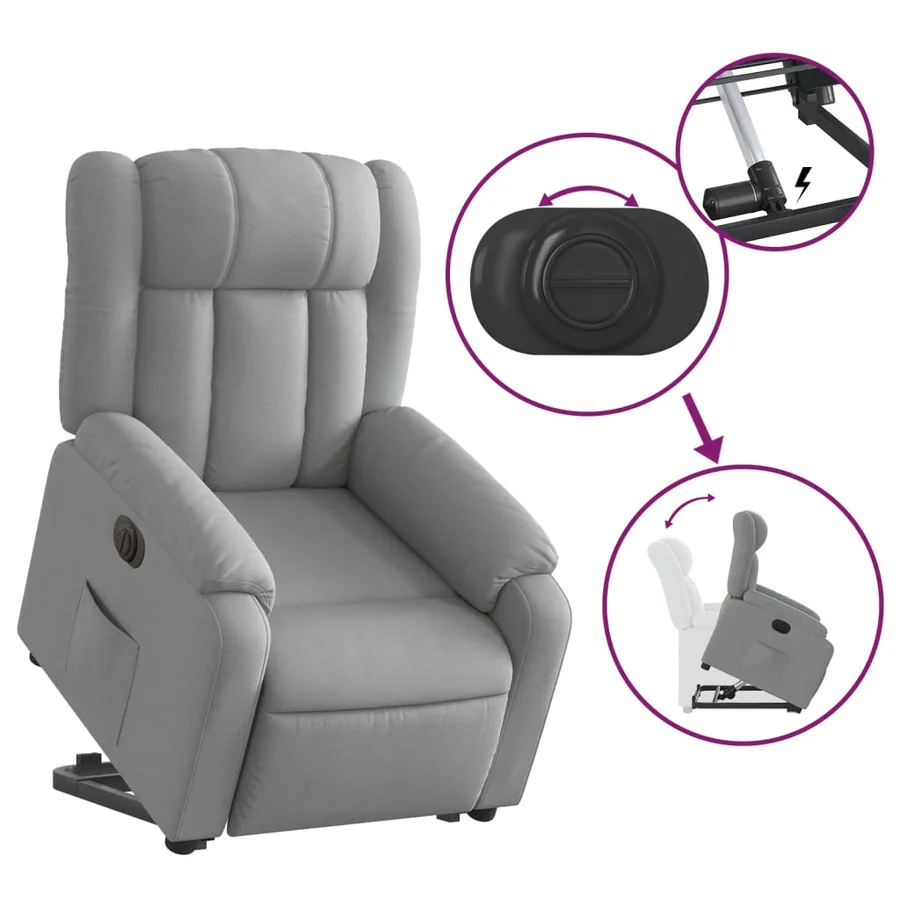 Fauteuil inclinable électrique gris clair tissu - 11