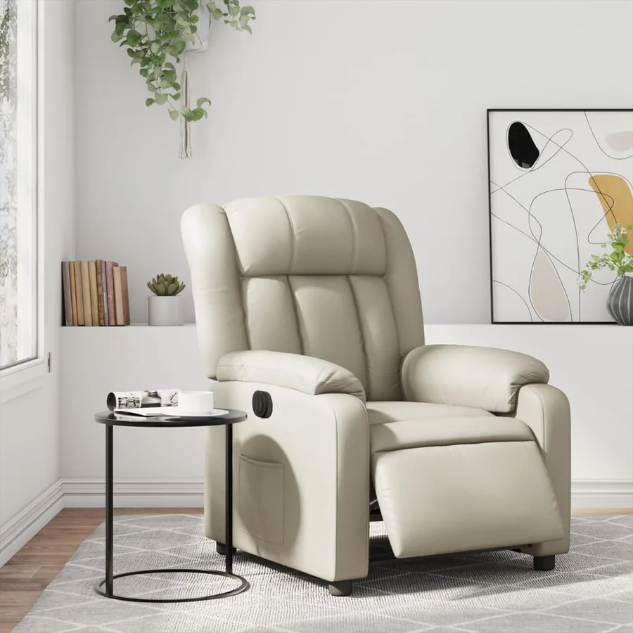 Fauteuil inclinable électrique Crème Similicuir - 16