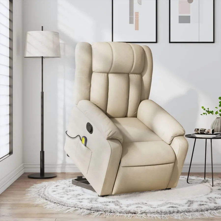 Fauteuil inclinable de massage Crème Tissu - 16