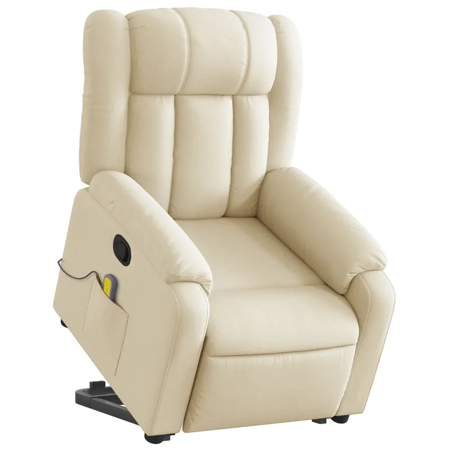 Fauteuil inclinable de massage Crème Tissu - 3