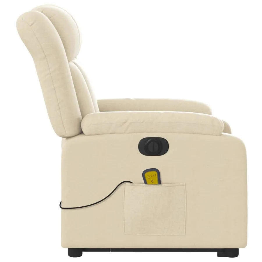 Fauteuil inclinable de massage électrique Crème Tissu - 10
