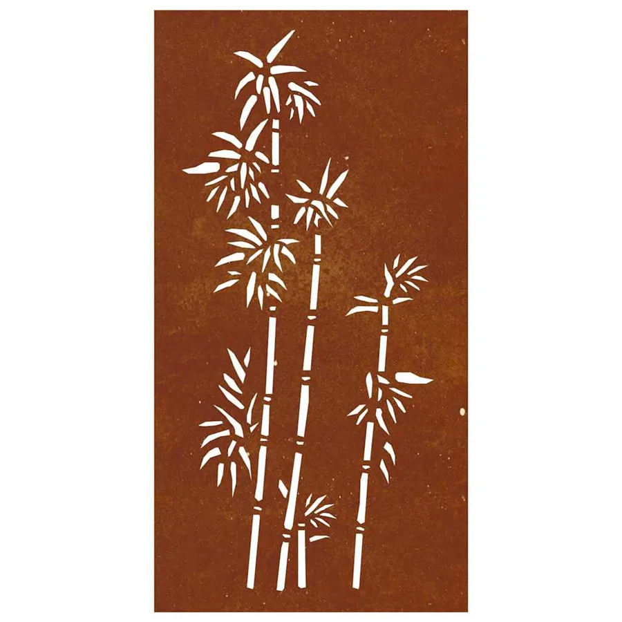 Décoration murale jardin 105x55 cm acier corten design bambou - 4