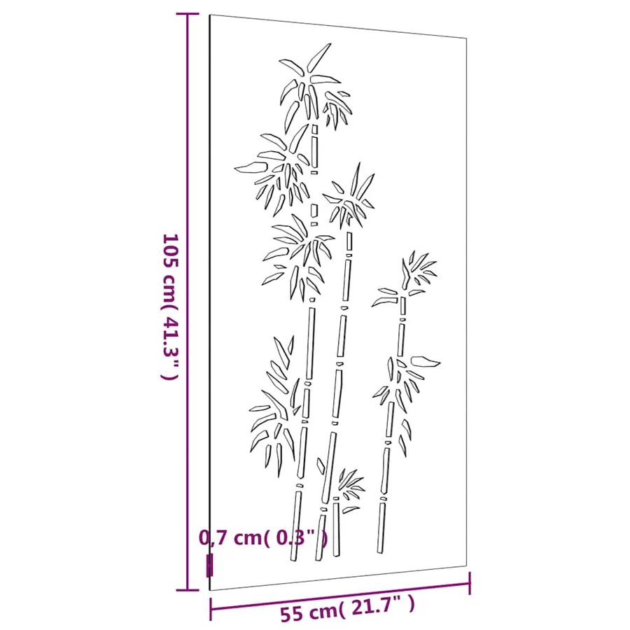 Décoration murale jardin 105x55 cm acier corten design bambou - 9