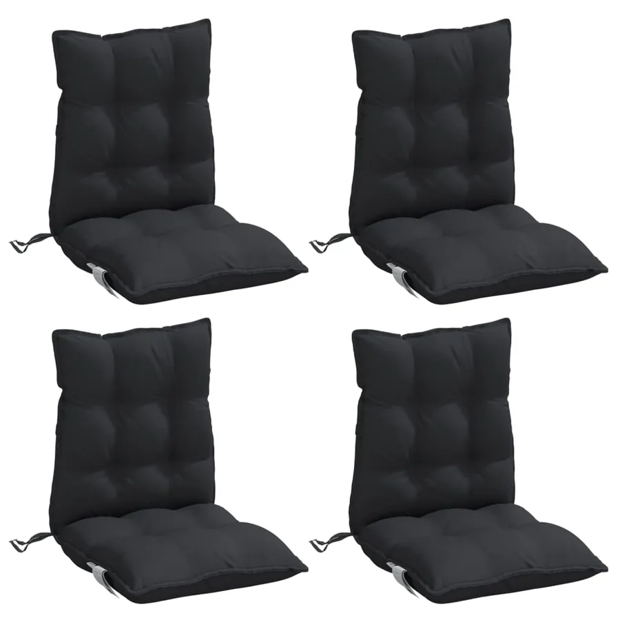 Coussins de chaise à dossier bas lot de 4 noir tissu oxford - 3