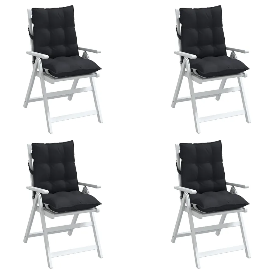 Coussins de chaise à dossier bas lot de 4 noir tissu oxford - 4
