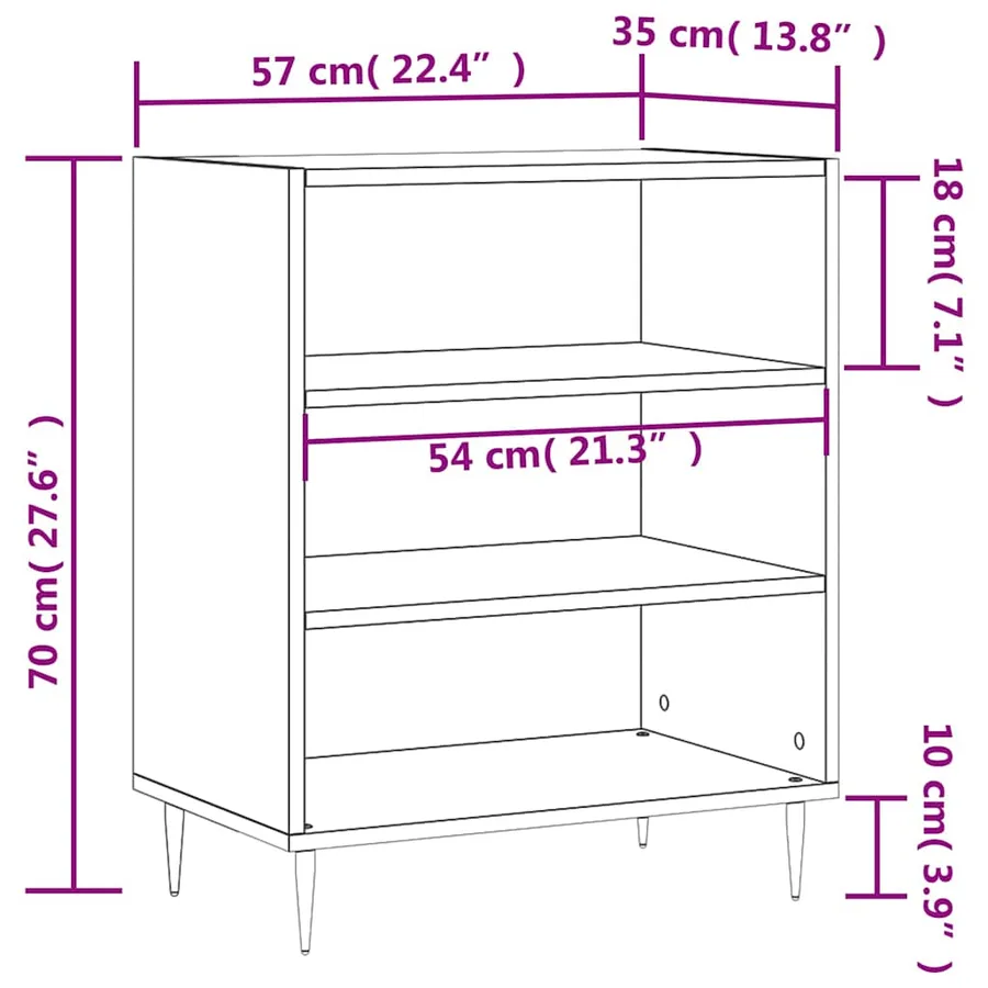 Buffet gris béton 57x35x70 cm bois d'ingénierie - 9