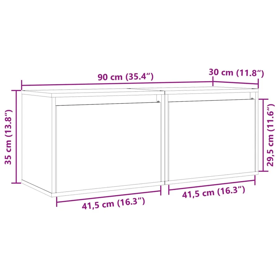 Armoires murales 2 pcs Gris 45x30x35 cm Bois de pin massif - 14