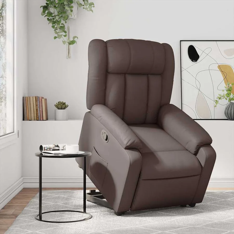 Fauteuil inclinable marron similicuir - 16