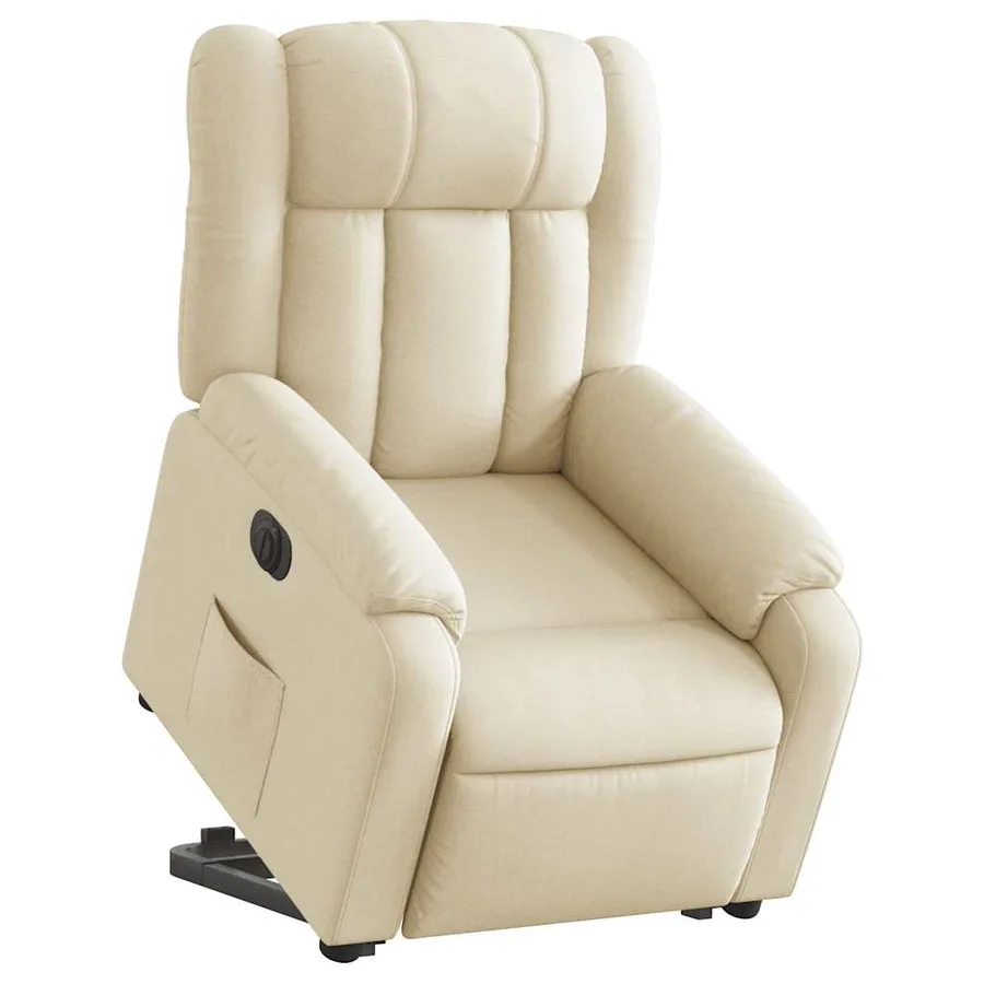 Fauteuil inclinable électrique crème tissu - 3