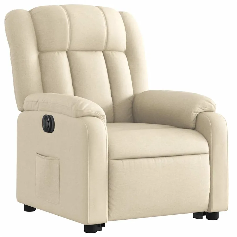 Fauteuil inclinable électrique crème tissu - 4