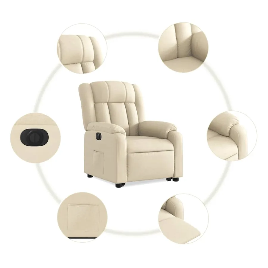 Fauteuil inclinable électrique crème tissu - 8