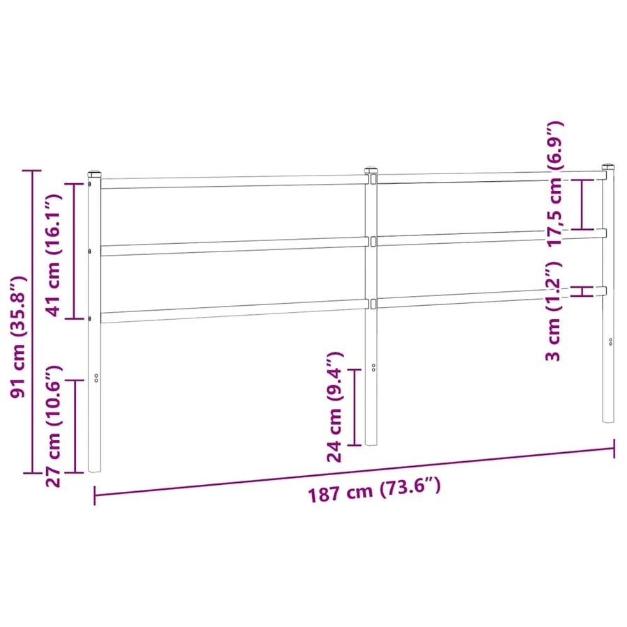 Tête de lit de remplacement métal noir 180 cm - 5