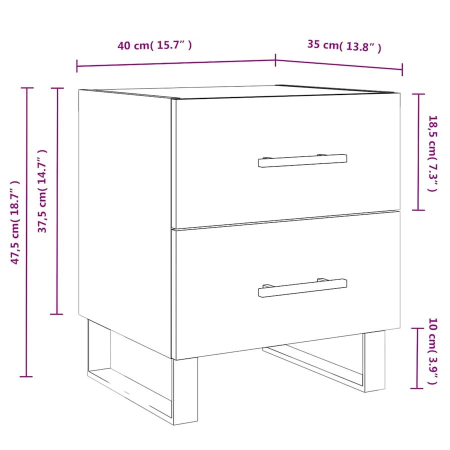 Tables de chevet 2 pcs sonoma gris 40x35x47,5 cm - 13