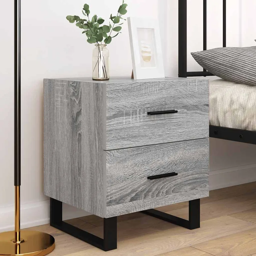 Tables de chevet 2 pcs sonoma gris 40x35x47,5 cm - 3